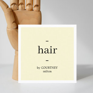 Minimal Elegant Yellow White Hairstylist  Square Business Card
