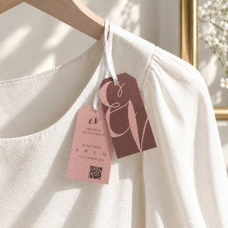 Minimal Elegent Brown Pink Product QR Hang Product Gift Tags