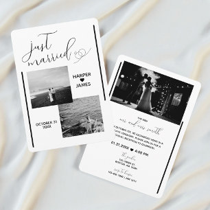 Minimal Elopement Reception Invite   Classic White