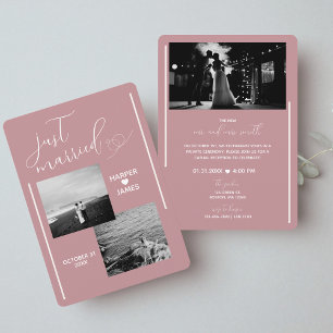 Minimal Elopement Reception Invite   Dusty Rose