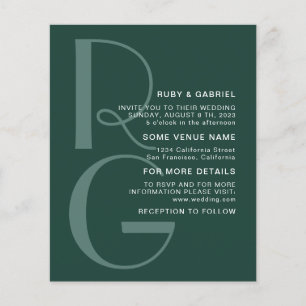 Minimal Emerald Green Typography monogram Wedding Flyer