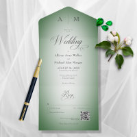 Minimal Emerald Green & White Blur Modern QR Code