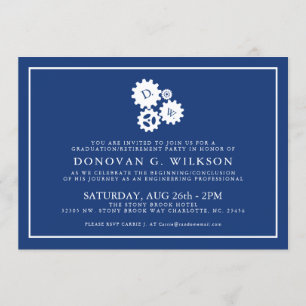 Minimal Engineer Graduation Retirement Navy Invite