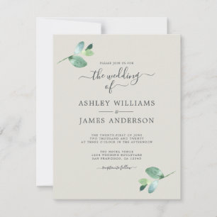 Minimal Eucalyptus Greenery Elegant Script Invitation
