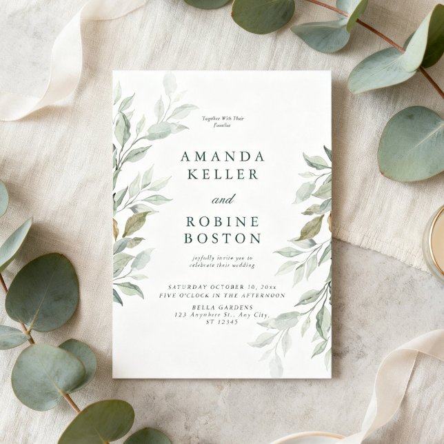 Minimal Eucalyptus Greenery Wedding Invitation (Creator Uploaded)