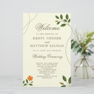 Minimal Eucalyptus Leaves Greenery Wedding Program