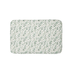 Minimal Eucalyptus Leaves Seamless Pattern Bath Mat