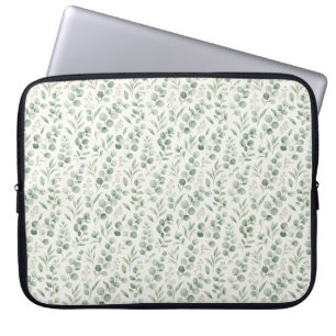 Minimal Eucalyptus Leaves Seamless Pattern Laptop Sleeve