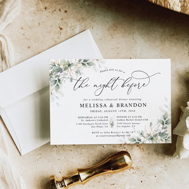 Minimal Eucalyptus Rehearsal Dinner Invitation (Creator Uploaded)