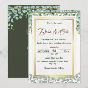 Minimal Eucalyptus Watercolor Greenery Wedding  Invitation