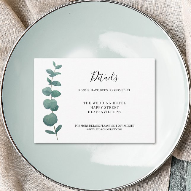Minimal Eucalyptus Wedding Details Enclosure Card (Creator Uploaded)