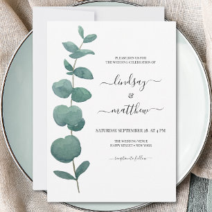 Minimal Eucalyptus Wedding Invitation