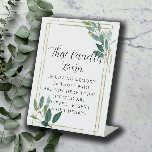 Minimal Eucalyptus Wedding Memorial Pedestal Sign (Creator Uploaded)
