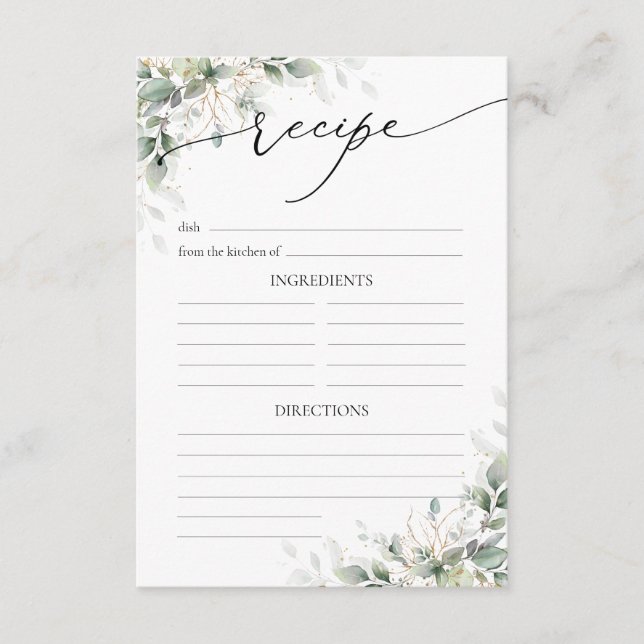  Minimal Eucalyptus Wedding Reception Enclosure Card (Front)