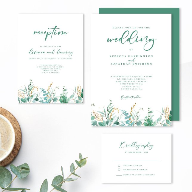 Minimal Eucalyptus Wedding Reception Enclosure Card (Creator Uploaded)