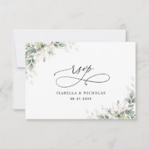 Minimal Eucalyptus Wedding RSVP Card