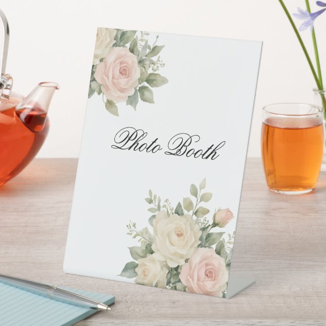 Minimal Eucalyptus Wedding Tabletop Sign (In SItu)