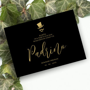 Minimal Exquisite Gorgeous Script Spanish Padrino Invitation
