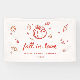 Minimal "Fall in Love" Autumn Bridal Shower Party Banner