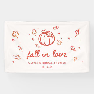 Minimal "Fall in Love" Autumn Bridal Shower Party Banner