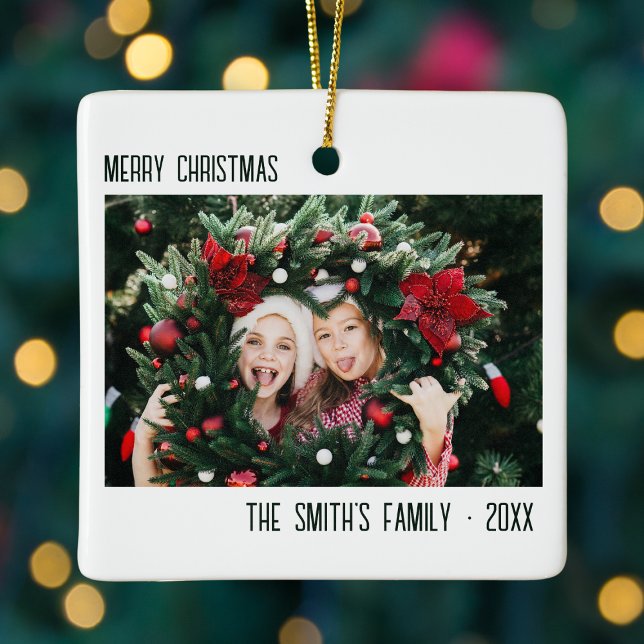 Minimal Family Photo Portrait Christmas Ceramic Ornament (Minimal Family Photo Portrait Christmas Ceramic Ornament
)