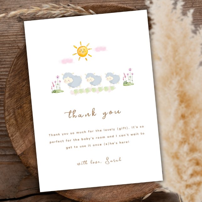 Minimal Family Sheep Floral Garden Baby Shower  Thank You Card (Minimal Family Sheep Floral Garden Baby Shower Thank You Card)