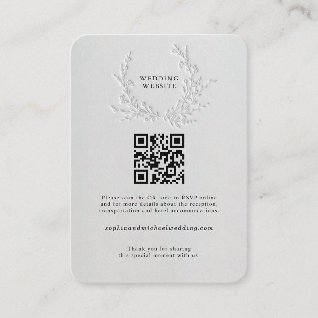 Minimal Faux Blind Deboss Cotton Wedding Enclosure Card (Front)