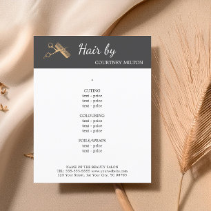 Minimal Faux Gold Scissors Comb Hairstylist Menu
