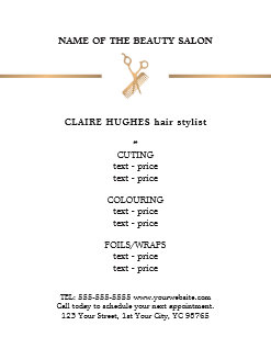 Hairdresser Menus Price Lists Zazzle Com Au