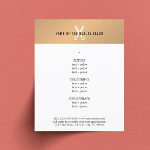 Minimal Faux Gold White Scissor Hairstylist Menu