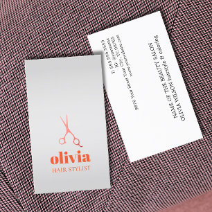 Minimal Faux Silver Pastel Bold Hair Salon Business Card