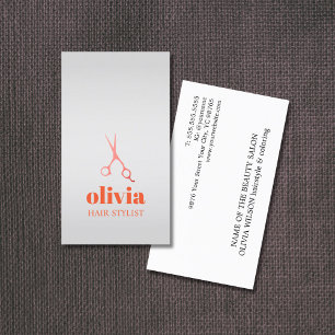 Minimal Faux Silver Pastel Bold Hair Salon Business Card