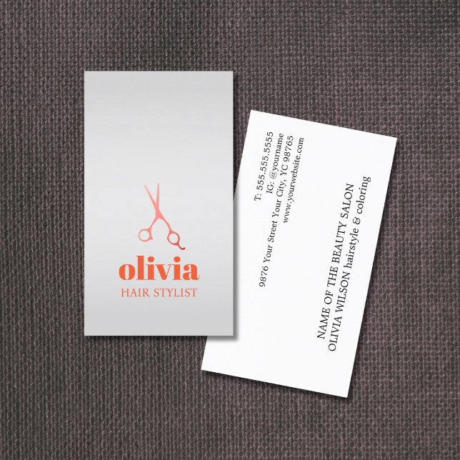 Minimal Faux Silver Pastel Bold Hair Salon Business Card (Creator Uploaded)