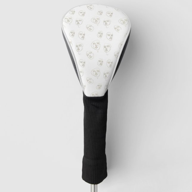 Minimal Female Face Line Pattern (2) Golf Head Cover (Front)