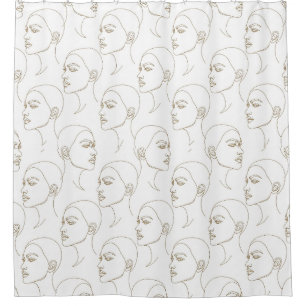Minimal Female Face Line Pattern (2) Shower Curtain