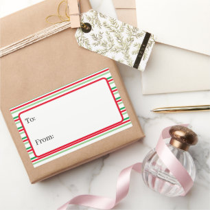 Minimal Festive Holiday Stripes Label Gift Sticker