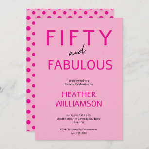 Minimal Fifty and Fabulous 50th Birthday  Invitation