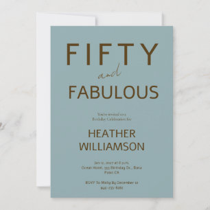 Minimal Fifty and Fabulous 50th Birthday Invitation