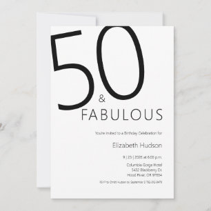 Minimal Fifty and Fabulous 50th Birthday Party Invitation