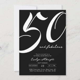 Minimal Fifty and Fabulous 50th Birthday Party Invitation