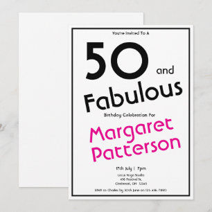 Minimal Fifty and Fabulous 50th Birthday Party Invitation