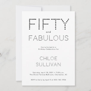 Minimal Fifty and Fabulous 50th Birthday Party Invitation