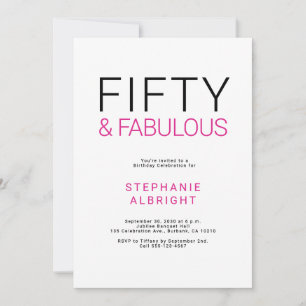 Minimal Fifty and Fabulous 50th Birthday Party Invitation
