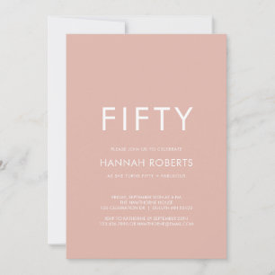 Minimal Fifty and Fabulous 50th Birthday Party Invitation