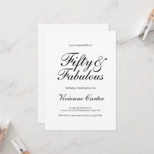 Minimal Fifty and Fabulous 50th Birthday Party Invitation