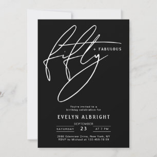 Minimal Fifty and Fabulous 50th Birthday Party Invitation