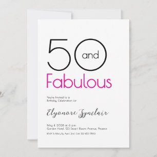 Minimal Fifty and Fabulous 50th Birthday Party Invitation