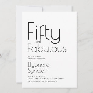 Minimal Fifty and Fabulous 50th Birthday Party Invitation