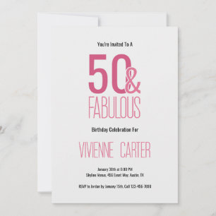 Minimal Fifty and Fabulous 50th Birthday Party Invitation