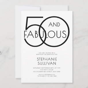 Minimal Fifty and Fabulous 50th Birthday Party Invitation